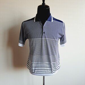 NEW Impulso Italian 100% Cotton Striped Blue Polo Shirt Size S
